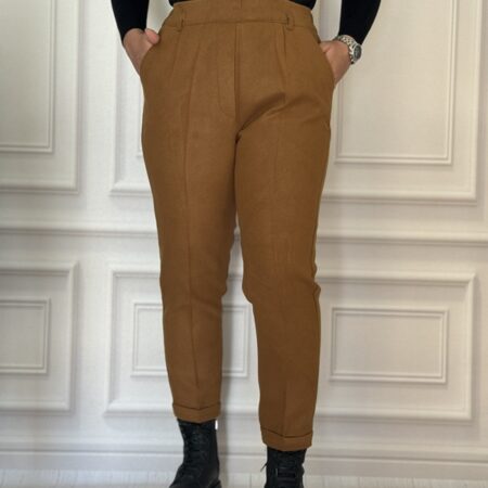 شلوار مام فوتر زنانه شکلاتی با تن‌خور کامل