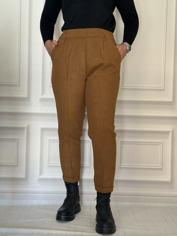 شلوار مام فوتر زنانه شکلاتی با تن‌خور کامل