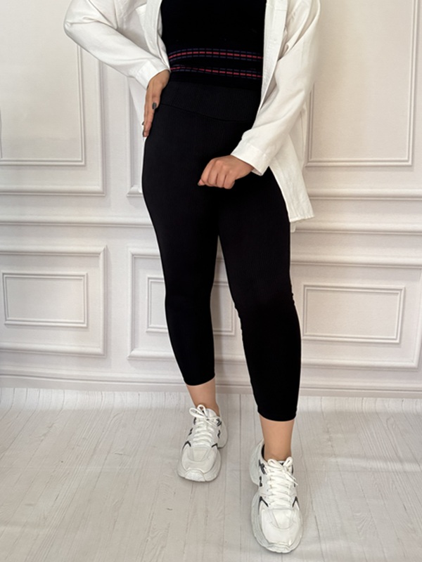 لگ زنانه کبریتی کمر گنی مشکی با تنخور جذب