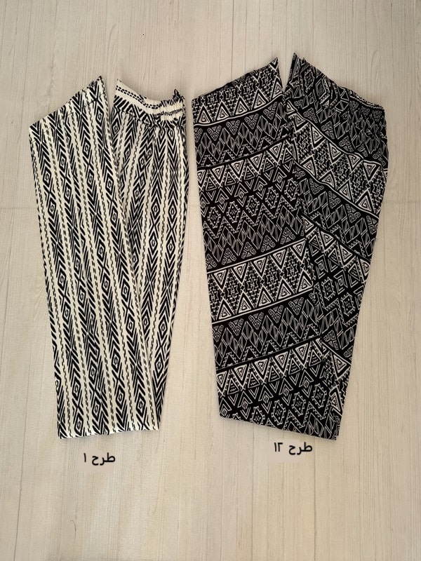 شلوار پارچهای بگ طرحدار هندسی